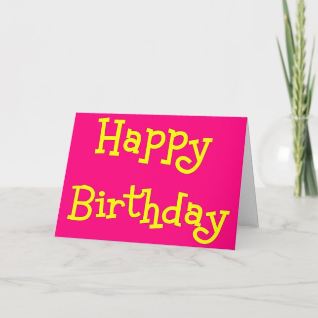 Feliz cumpleaños tarjeta de diversión rosa y amari (Anverso)