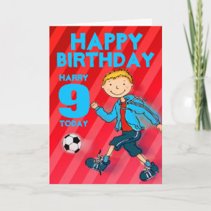 Feliz cumpleaños, tarjeta de edad y nombre de fútb