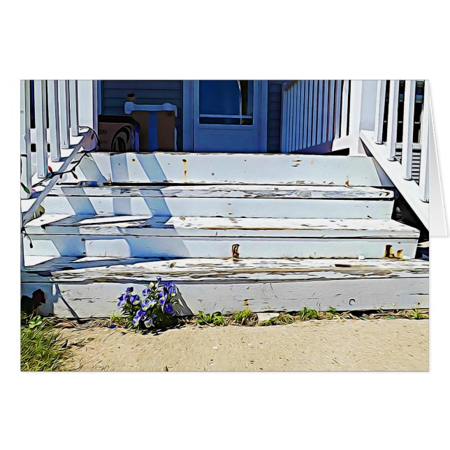 Feliz cumpleaños, tarjeta de escaleras de flores p (Anverso (Horizontal))