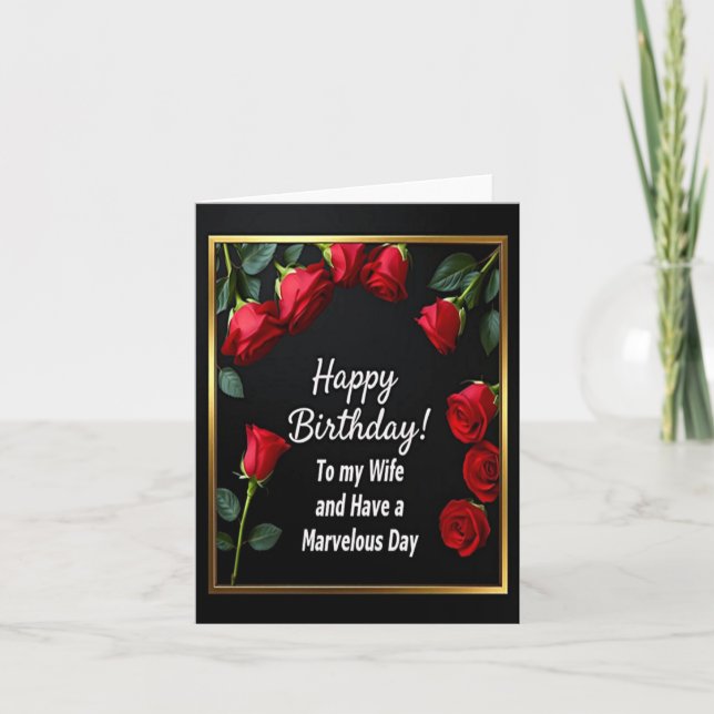 Feliz cumpleaños, tarjeta de esposa Red Rose (Anverso)