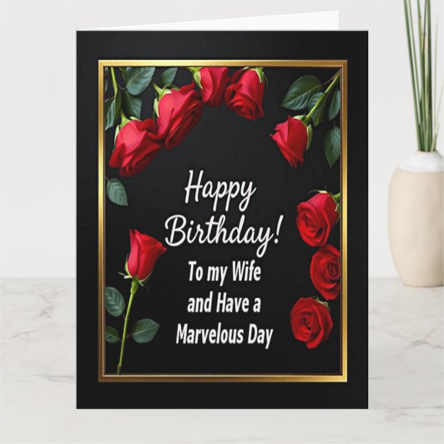 Feliz cumpleaños, tarjeta de esposa Red Rose (Anverso)