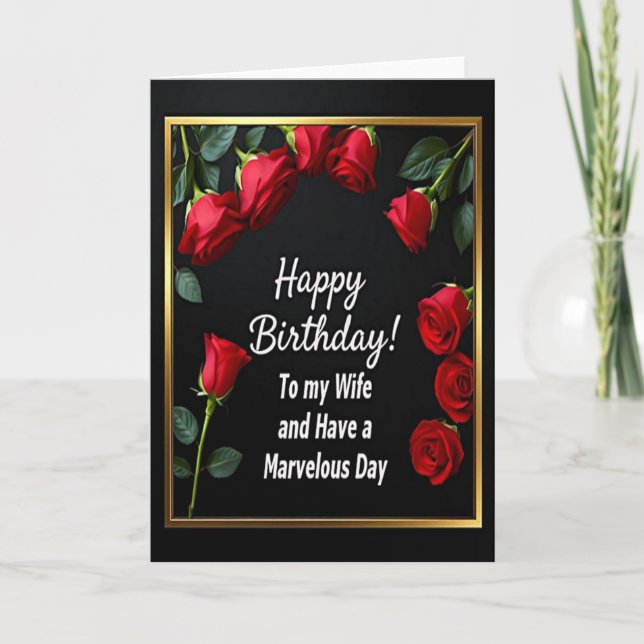 Feliz cumpleaños, tarjeta de esposa Red Rose (Anverso)