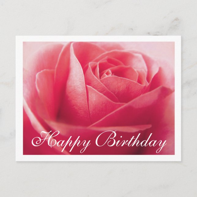 Feliz cumpleaños, tarjeta de felicitación rosa ros (Anverso)