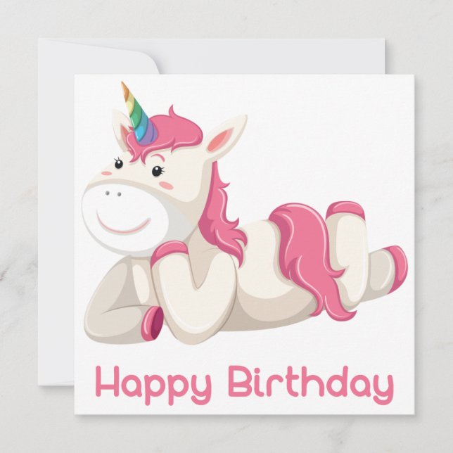 Feliz cumpleaños, tarjeta de felicitación Unicorn (Anverso)