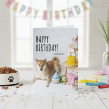 Feliz cumpleaños, tarjeta de Fiesta Shiba Inu