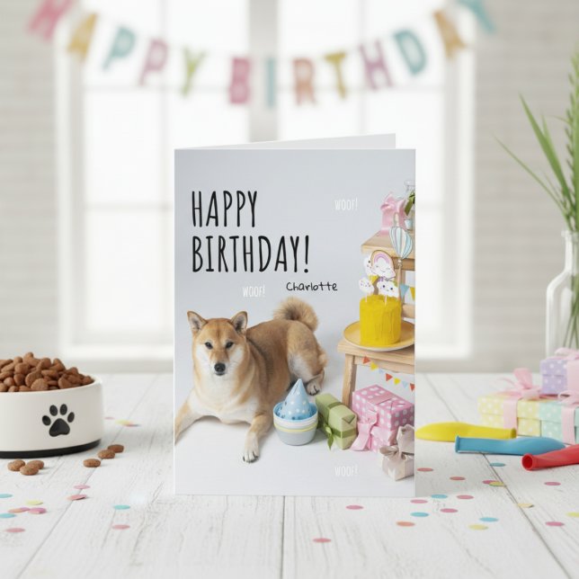 Feliz cumpleaños, tarjeta de Fiesta Shiba Inu (Happy Birthday Shiba Inu Party Card)