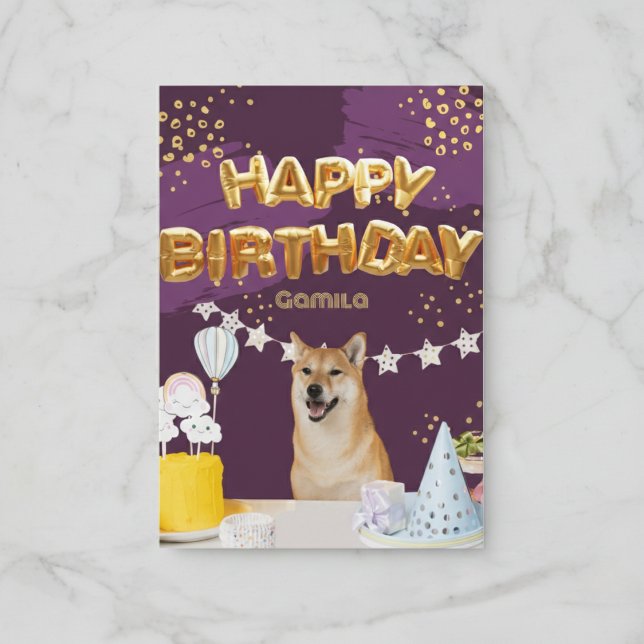 Feliz cumpleaños, tarjeta de globos Shiba Inu (Fun, colorful, and ready to celebrate.)