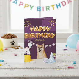 Feliz cumpleaños, tarjeta de globos Shiba Inu