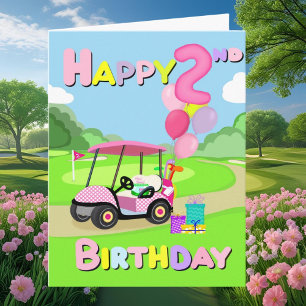Feliz cumpleaños, tarjeta de golf Polka Dot Pink G