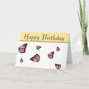 Feliz cumpleaños, tarjeta de mariposa monarca dibu