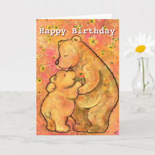 Feliz cumpleaños - Tarjeta de oso para mamá y bebé