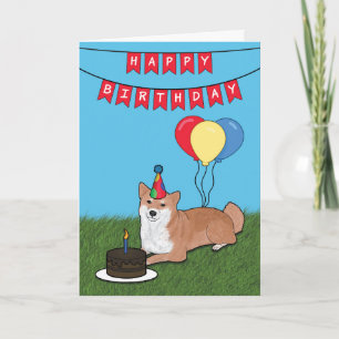Feliz cumpleaños, tarjeta de perro chiba inu