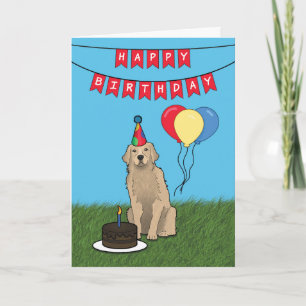 Feliz cumpleaños, tarjeta de perro de Golden Retri