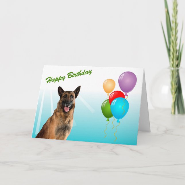 Feliz cumpleaños, tarjeta de perro pastor de pasto (Anverso)