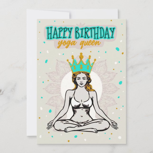 Feliz cumpleaños, tarjeta de reina de yoga (Anverso)