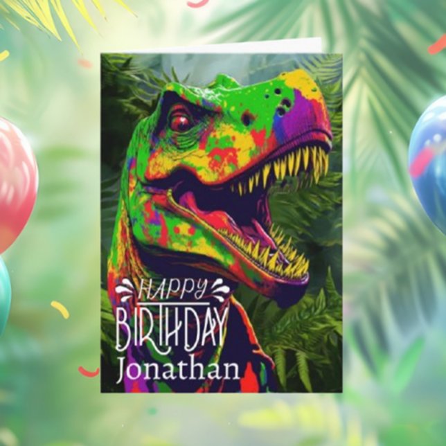 Feliz cumpleaños tarjeta de remos de la jungla de  (Happy Birthday Dinosaur Jungle Roar Card for Fun Celebrations!

—)