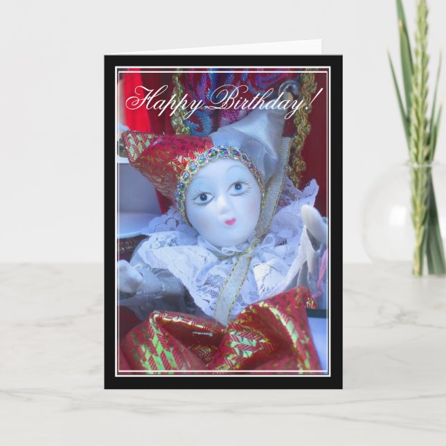 Feliz cumpleaños tarjeta de saludo de muñeca Clown (Anverso)