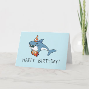 Feliz cumpleaños, tarjeta de tiburón