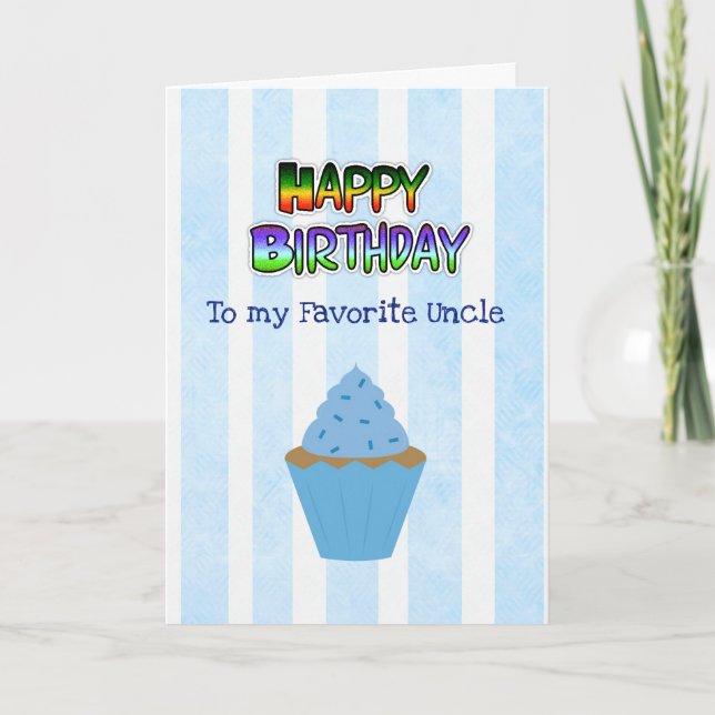 Feliz cumpleaños tarjeta de tío pastel azul (Anverso)