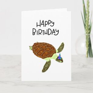Feliz cumpleaños, tarjeta de tortuga