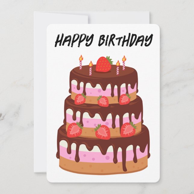 Feliz cumpleaños tarjeta de vacaciones de bizcocho (Anverso)