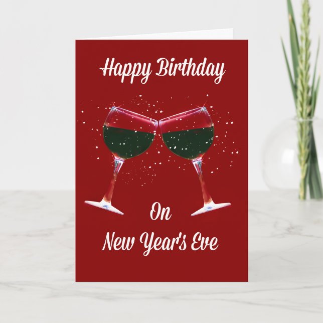 Feliz cumpleaños, tarjeta de víspera de Año Nuevo (Anverso)