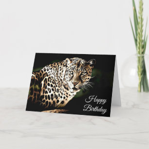 Feliz Cumpleaños Tarjeta en Blanco Cool Leopardo