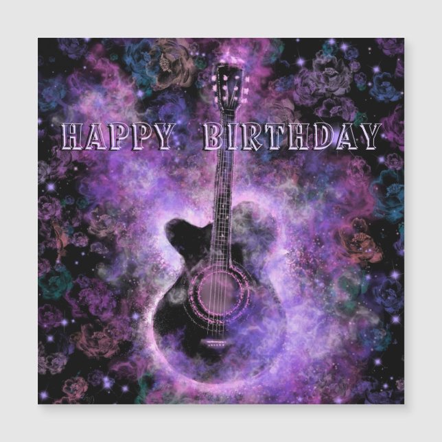 Feliz cumpleaños tarjeta magnética música de guita (Anverso)