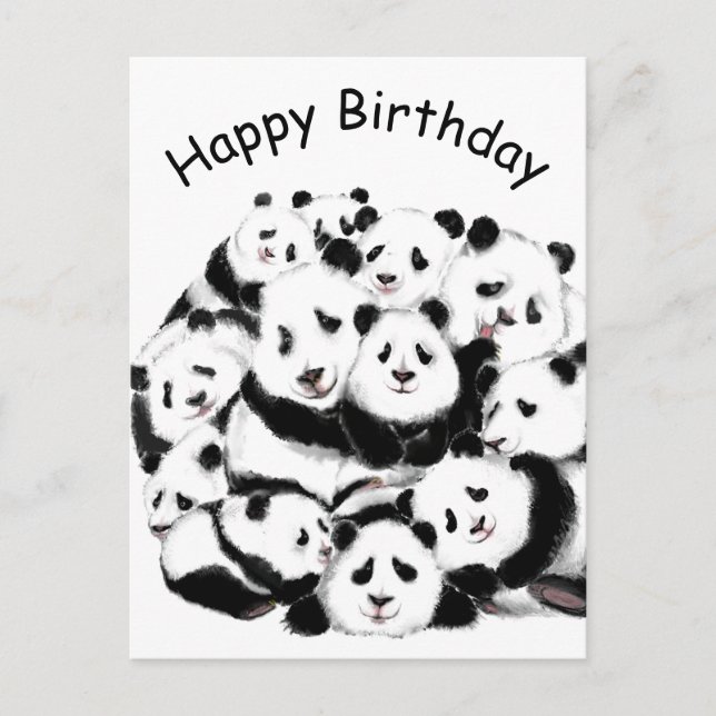 Feliz cumpleaños tarjeta Pandas Familia Feliz abra (Anverso)