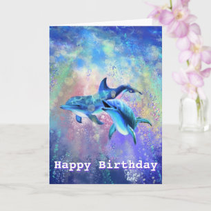 Feliz Cumpleaños Tarjeta Pareja de Delfines - Nomb