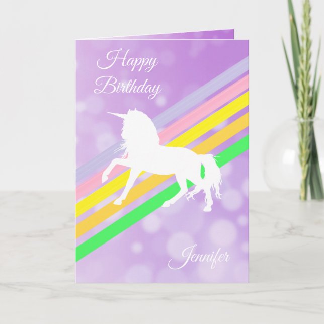 Feliz cumpleaños, tarjeta personalizada Unicorn Ch (Anverso)