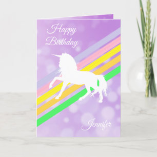 Feliz cumpleaños, tarjeta personalizada Unicorn Ch