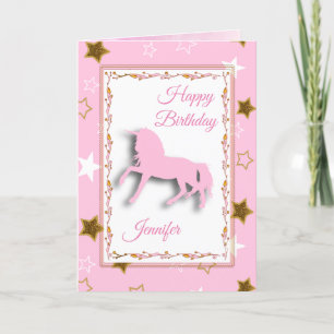 Feliz cumpleaños, tarjeta personalizada Unicorn Ch
