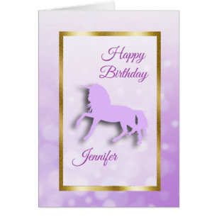 Feliz cumpleaños, tarjeta personalizada Unicorn Ch