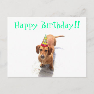 Feliz cumpleaños, tarjeta postal Dachshund