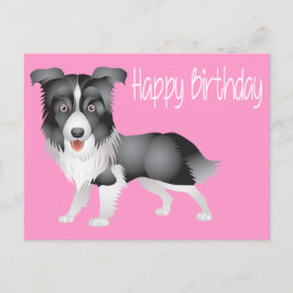 Feliz cumpleaños tarjeta postal de perro de porcin