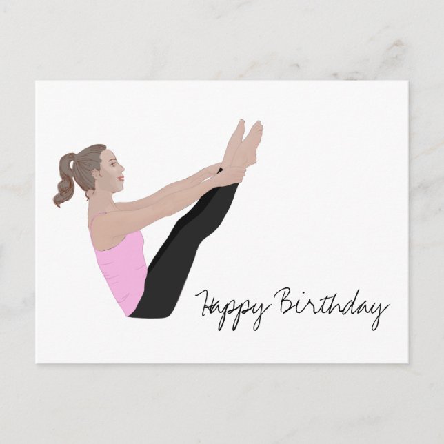 Feliz Cumpleaños Tarjeta Postal de Pilates (Anverso)