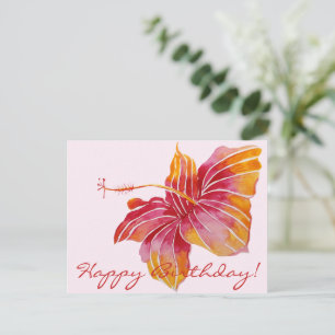 Feliz Cumpleaños   Tarjeta Postal Floral de Hawái