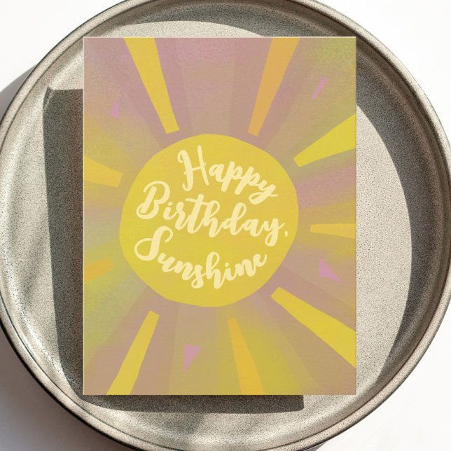 Feliz Cumpleaños Tarjeta Postal Pintada a Mano Sol (Subido por el creador)