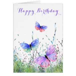 Feliz Cumpleaños Tarjeta Primavera Mariposas Color