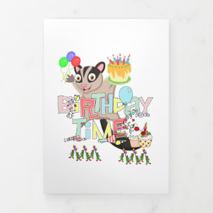 Feliz cumpleaños, tarjeta triple Fold de possum Ca