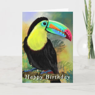 Feliz cumpleaños tarjeta tropical Toco Toucan Bird
