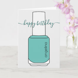 Feliz cumpleaños tarjeta verde azulada de arte de