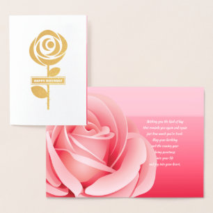 Feliz cumpleaños. Tarjetas de lujo Pink Rose Real