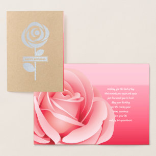 Feliz cumpleaños. Tarjetas de lujo Pink Rose Real