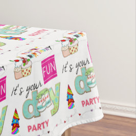 Feliz cumpleaños, tarta de diversión, mantel