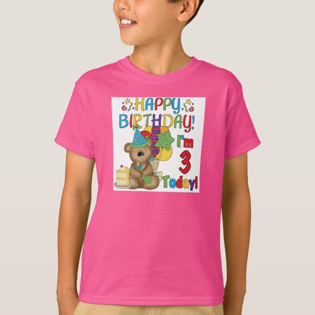 Feliz cumpleaños Teddy Bear 3 camisetas y regalos (Anverso)
