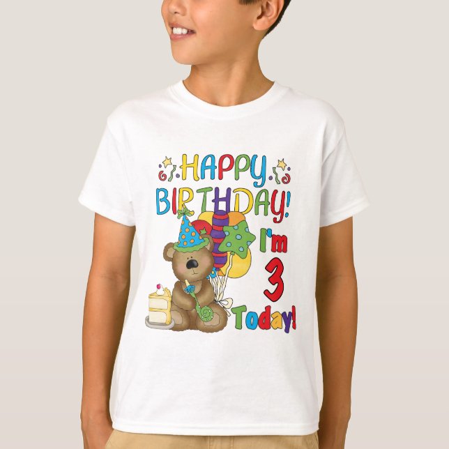 Feliz cumpleaños Teddy Bear 3 camisetas y regalos (Anverso)