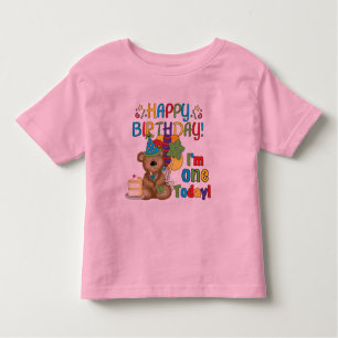 Feliz cumpleaños Teddy Bear primera camisetas y re