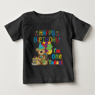 Feliz cumpleaños Teddy Bear primera camisetas y re